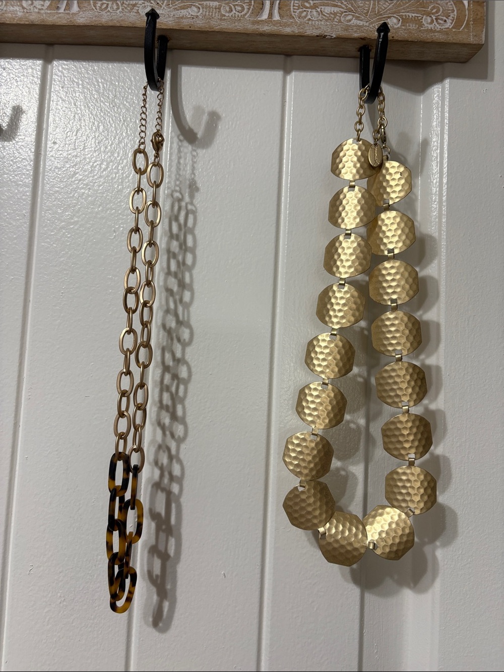 Gold Hammered Link Statement Necklace - Women Jewelry